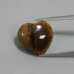 9.47カラットの天然ゴールドブラウンTiger's Eye（14.3×13.1 mm・ハート型）