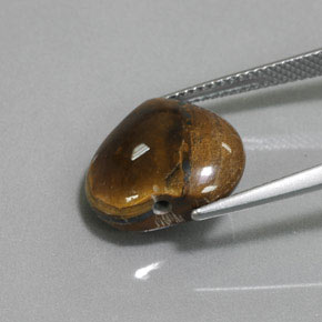 9.47カラットの天然ゴールドブラウンTiger's Eye（14.3×13.1 mm・ハート型）