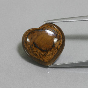 8.46カラットの天然ゴールドブラウンTiger's Eye（14.2×13.4 mm・ハート型）
