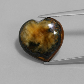 9.68カラットの天然ゴールドブラウンTiger's Eye（14.3×13.8 mm・ハート型）