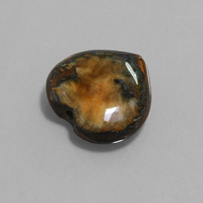 9.68カラットの天然ゴールドブラウンTiger's Eye（14.3×13.8 mm・ハート型）