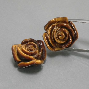 カラットの天然ゴールドブラウンTiger's Eye（16.1×15.6 mm・ファンシーシェイプ）