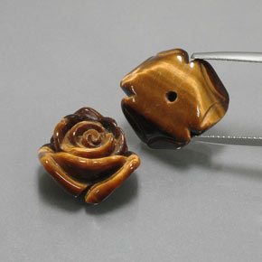 カラットの天然ゴールドブラウンTiger's Eye（16.1×15.6 mm・ファンシーシェイプ）