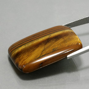 47.03カラットの天然ゴールドブラウンタイガーズアイ、クッションカット、オペーク