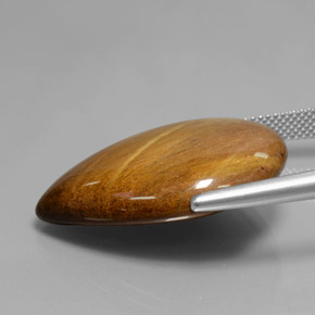 30.37カラットの天然ゴールドブラウンTiger's Eye（28.1×23.9 mm・洋梨の形）