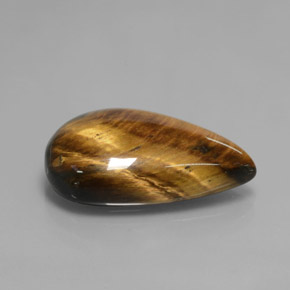 12.18カラットの天然ゴールドブラウンTiger's Eye（20.8×13.2 mm・洋梨の形）
