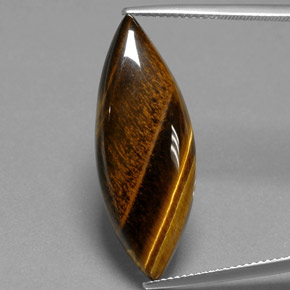 16.23カラットの天然ゴールドブラウンTiger's Eye（31.4×11.8 mm・マーキス）