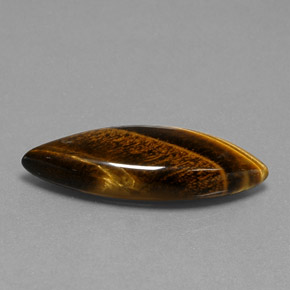 16.23カラットの天然ゴールドブラウンTiger's Eye（31.4×11.8 mm・マーキス）