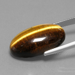 19.73カラットの天然ゴールドブラウンTiger's Eye（23.7×13.6 mm・オーバルカット）