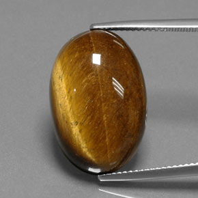 18.74カラットの天然ゴールドブラウンTiger's Eye（21.6×14.4 mm・オーバルカット）