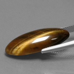 14.53カラットの天然ゴールドブラウンTiger's Eye（27.3×11 mm・マーキス）