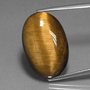 20.98カラットの天然ウォームブラウンTiger's Eye（24.8×16.6 mm・オーバルカット）