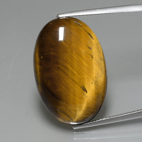 19.59カラットの天然ゴールドブラウンTiger's Eye（24.7×16.6 mm・オーバルカット）