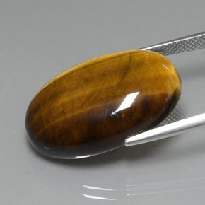 20.74カラットの天然ゴールドブラウンTiger's Eye（24.8×16.6 mm・オーバルカット）