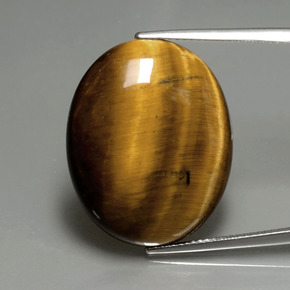 22.43カラットの天然ゴールドブラウンTiger's Eye（25.2×20.3 mm・オーバルカット）
