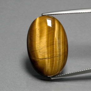19.87カラットの天然ゴールドブラウンTiger's Eye（24.7×16.6 mm・オーバルカット）