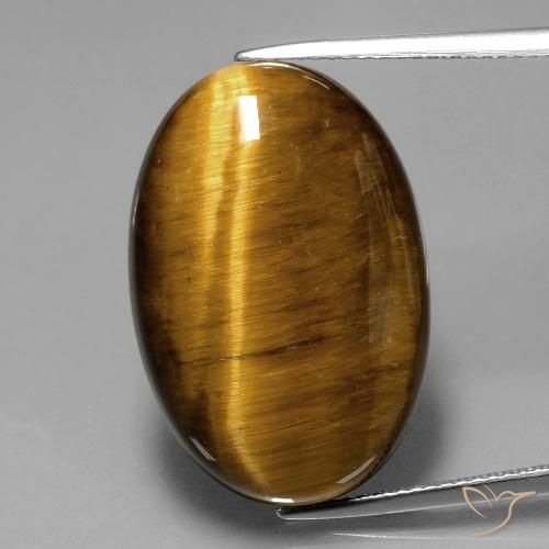 20.28ct 天然 ウォームブラウン タイガーズアイ, 楕円形, オペーク