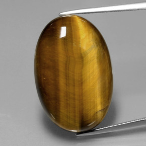 20.54カラットの天然ゴールドブラウンTiger's Eye（24.7×16.6 mm・オーバルカット）