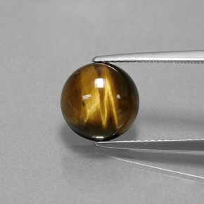 3.72カラットの天然ゴールドブラウンTiger's Eye（10.08 mm・ラウンドカット）