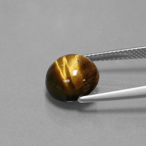 3.72カラットの天然ゴールドブラウンTiger's Eye（10.08 mm・ラウンドカット）