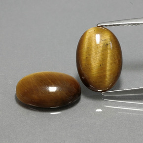 カラットの天然ゴールドブラウンTiger's Eye（14×10 mm・オーバルカット）
