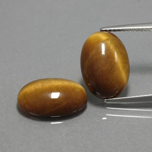 9.04カラットの天然ゴールデンブラウンTiger's Eye（14×10 mm・オーバルカット）