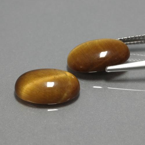 9.04カラットの天然ゴールデンブラウンTiger's Eye（14×10 mm・オーバルカット）