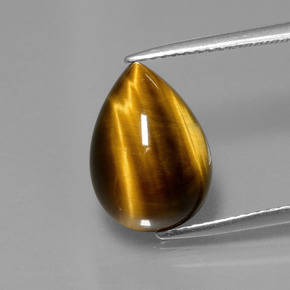 5.05カラットの天然ゴールドブラウンTiger's Eye（13.7×9.8 mm・洋梨の形）