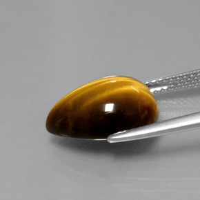 5.05カラットの天然ゴールドブラウンTiger's Eye（13.7×9.8 mm・洋梨の形）
