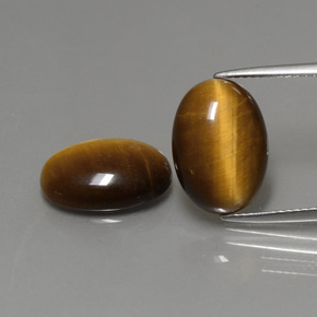 カラットの天然ゴールドブラウンTiger's Eye（14×10 mm・オーバルカット）