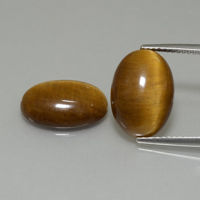 9.19カラットの天然ミディアム薄いブラウンTiger's Eye（14×10 mm・オーバルカット）