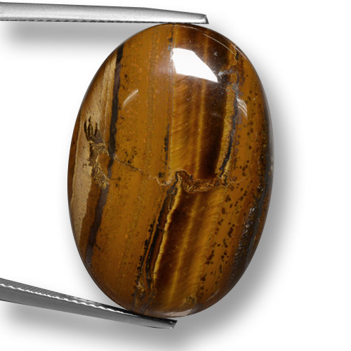 33.59カラットの天然赤みがかった茶Tiger's Eye（28.1×19.6 mm・オーバルカット）