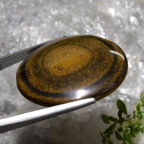 59.01カラットの天然ブラウンTiger's Eye（30.57 mm・ラウンドカット）