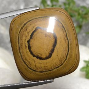 23.77カラットの天然ゴールデンブラウンTiger's Eye（21.2×19.7 mm・クッションカット）