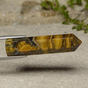 23.84カラットの天然ミディアムダークブラウンTiger's Eye（36.1×8.7 mm・ファンシーシェイプ）