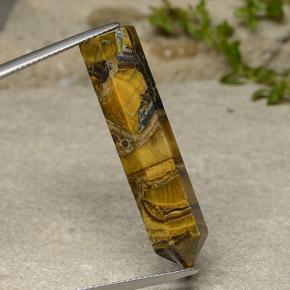 23.84カラットの天然ミディアムダークブラウンTiger's Eye（36.1×8.7 mm・ファンシーシェイプ）