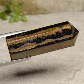 32.91カラットの天然ウォームブラウンタイガーズアイ、ファンシーシェイプ、オペーク