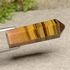 18.73カラットの天然ゴールデンブラウンTiger's Eye（28.8×9.2 mm・ファンシーシェイプ）