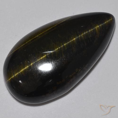 19.70ct 天然 ゴールドブラウン タイガーズアイ, 洋梨の形, オペーク
