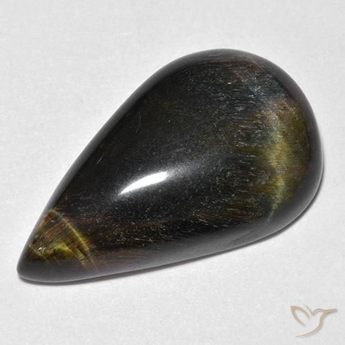 19.38ct 天然 ゴールドブラウン タイガーズアイ, 洋梨の形, オペーク