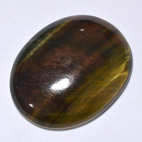 24.66カラットの天然マルチカラーTiger's Eye（25.3×20.2 mm・オーバルカット）