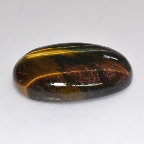 18.46カラットの天然マルチカラーTiger's Eye（23.4×15.8 mm・オーバルカット）
