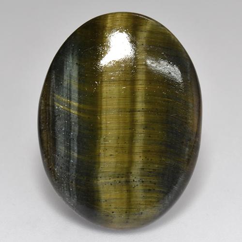 18.01カラットの天然マルチカラーTiger's Eye（25.4×19.2 mm・オーバルカット）
