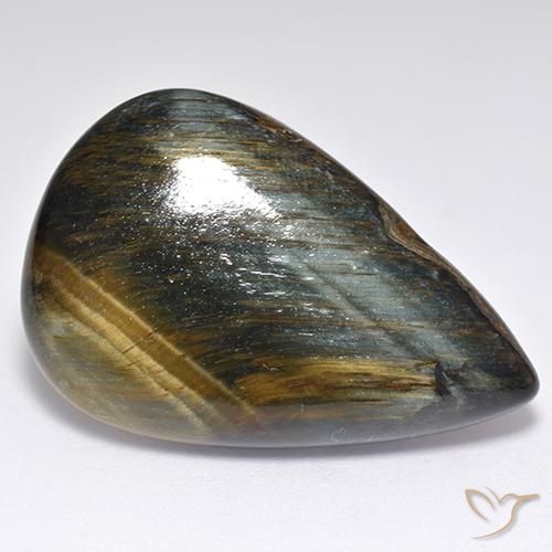 30.81ct 天然 ゴールドブラウン タイガーズアイ, 洋梨の形, オペーク