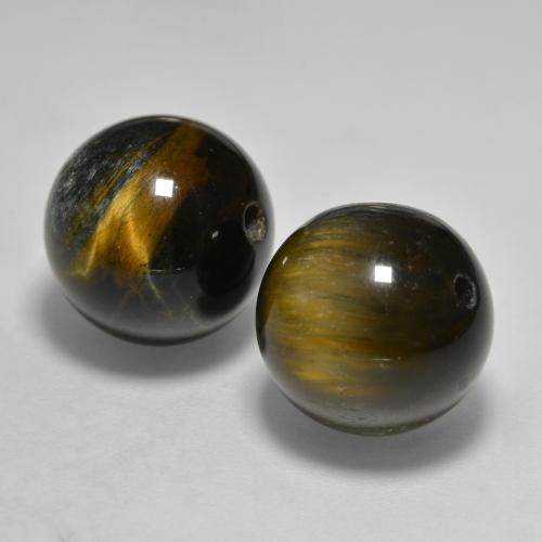 24.57カラットの天然ミディアムブラウンTiger's Eye（12.26 mm・球体 / ボール）