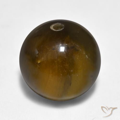 11.58ct 天然 ミディアムブラウン タイガーズアイ, スフェア / ボール, オペーク