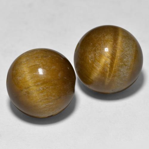 24.29カラットの天然ミディアムブラウンTiger's Eye（12.14 mm・球体 / ボール）