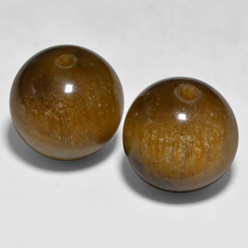 24.29カラットの天然ミディアムブラウンTiger's Eye（12.14 mm・球体 / ボール）