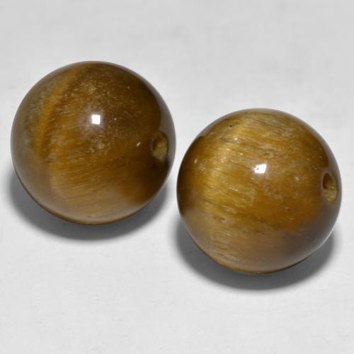 24.29カラットの天然ミディアムブラウンTiger's Eye（12.14 mm・球体 / ボール）