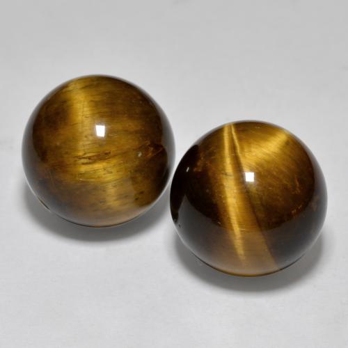 24.83カラットの天然ウォームブラウンタイガーアイ（12.25 mm・球体 / ボール）